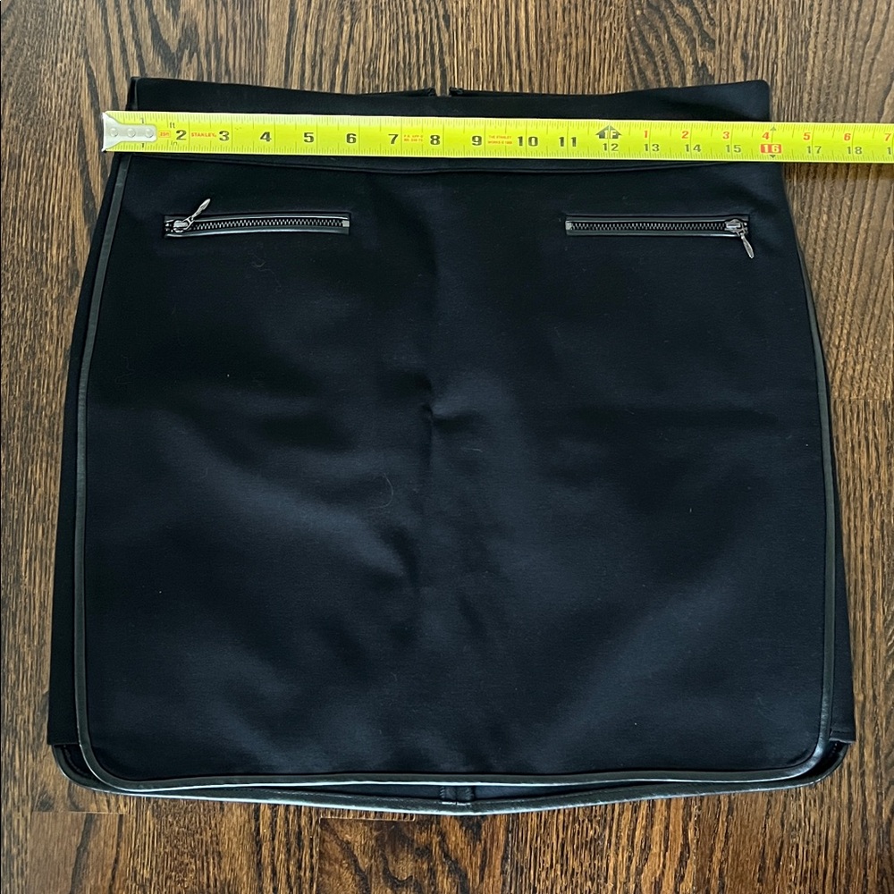 White House Black Market Black Mini Skirt with leather Accents - Picture 8 of 8